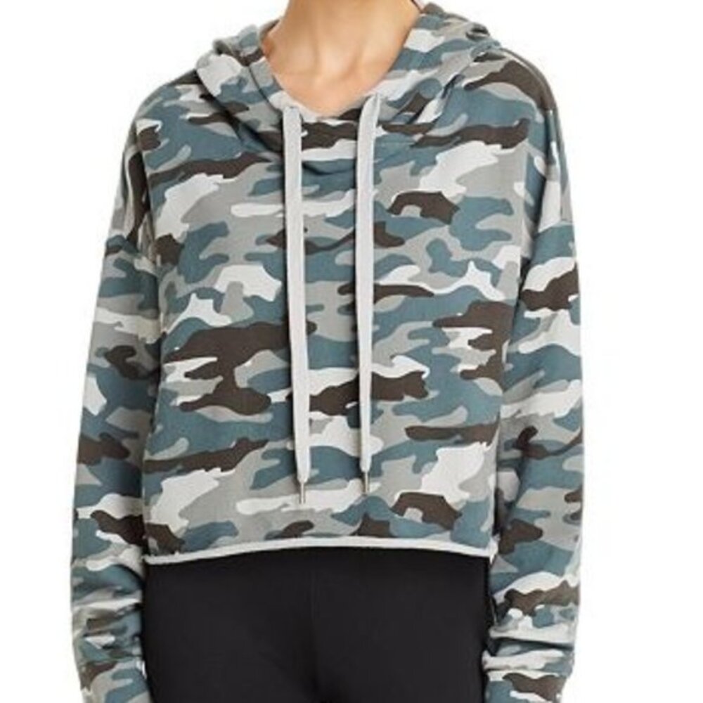 Aqua Athletic Camo Cropped Hoodie Pullover Large